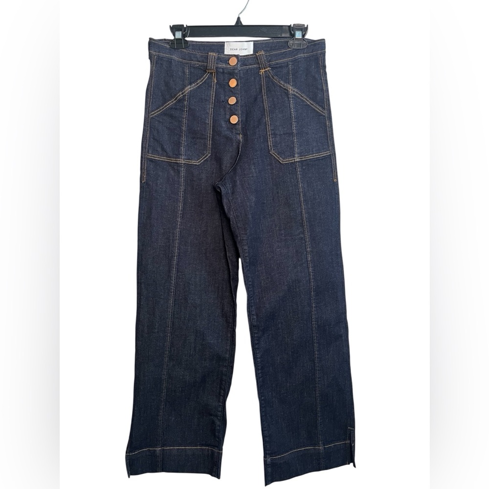 Dear John size 27 Holly Super High Rise Wide Leg jeans in a dark denim wash